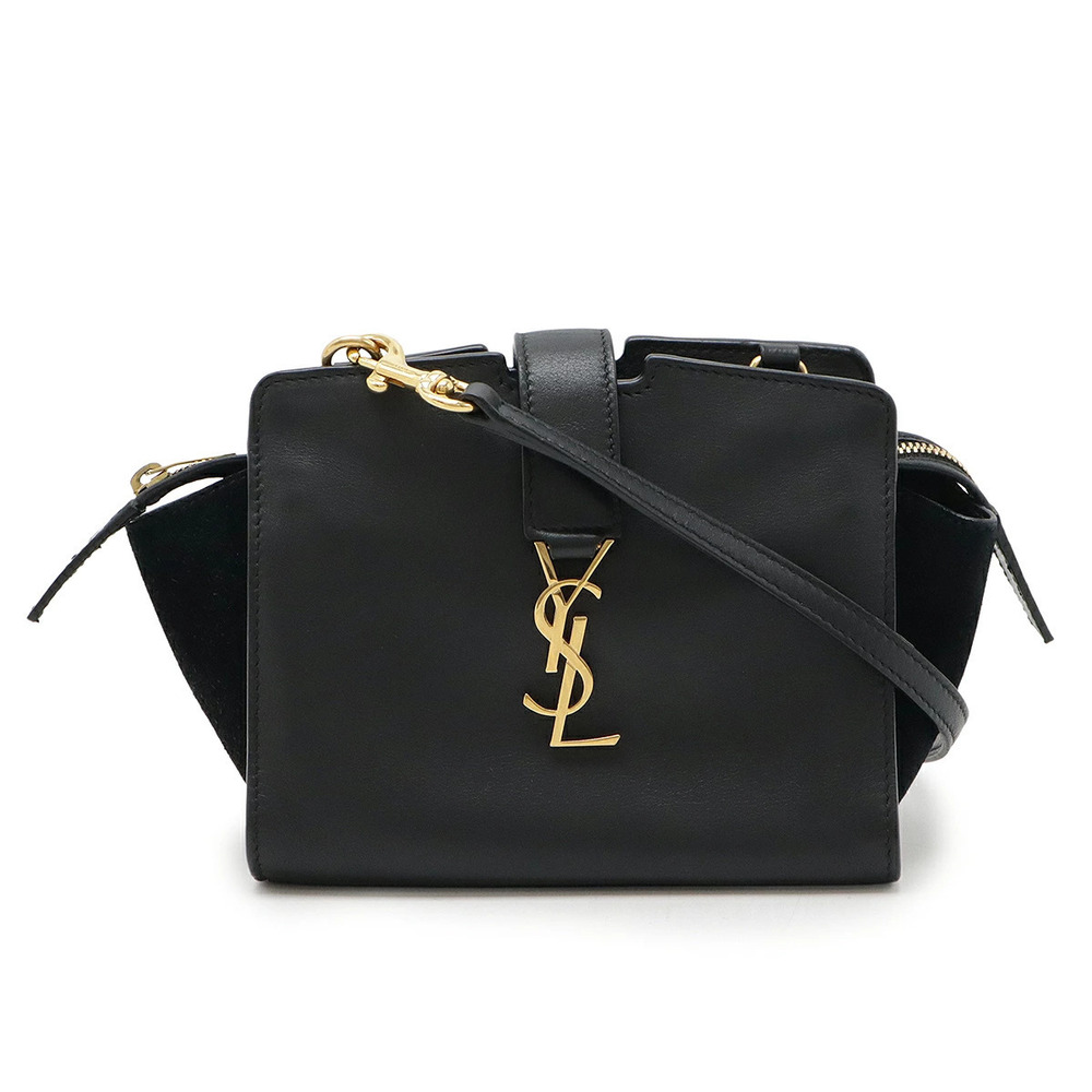 SAINT LAURENT PARIS YSL Yves Toycabas Shoulder Bag Pochette Leather Black